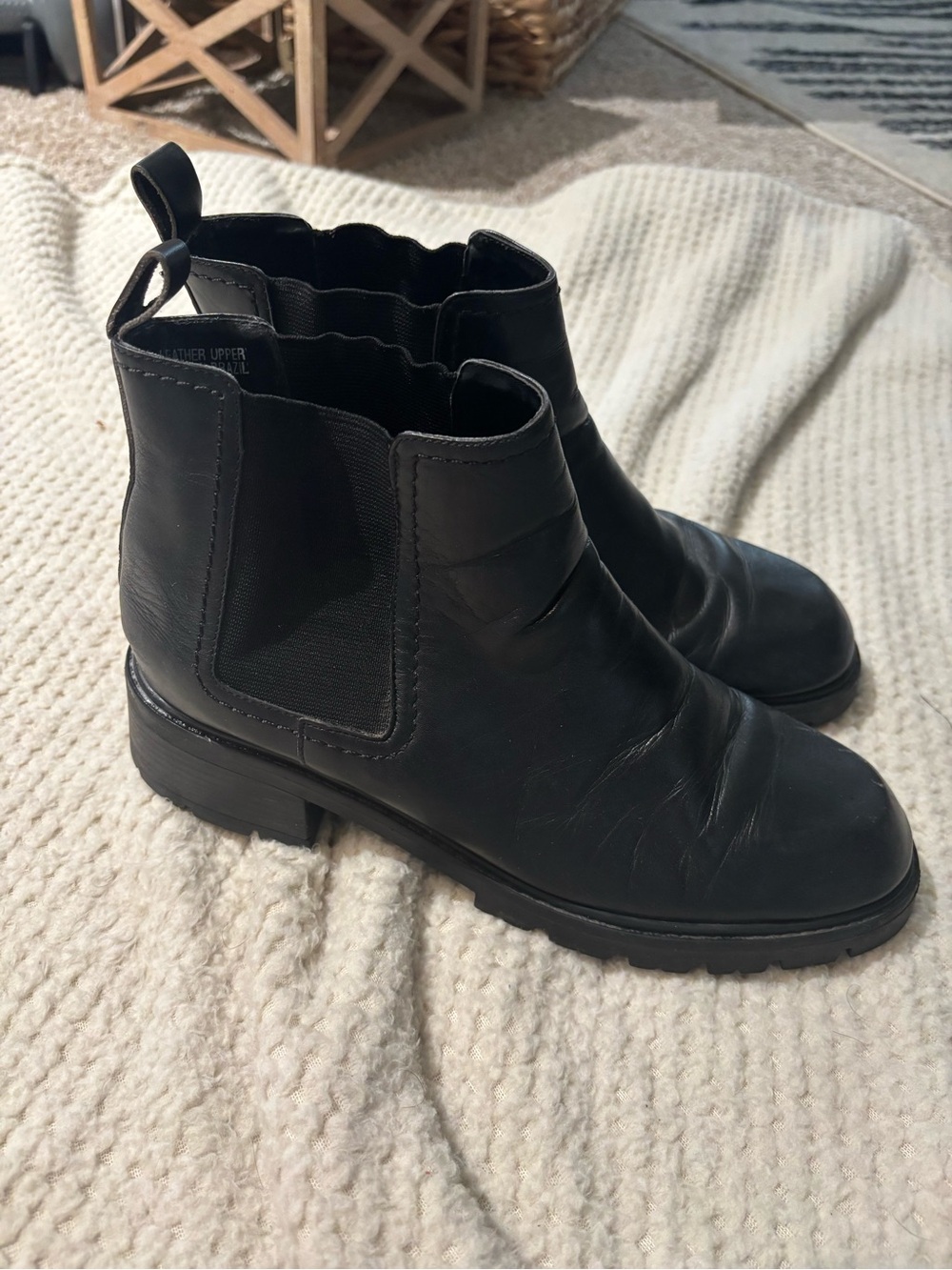 Classic Black Ankle Boots Men Size 9.5 Genuine Leather Vintage Y2K - Picture 2 of 8